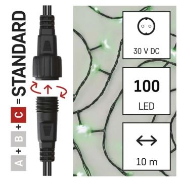 LED julkedja för utomhusbruk 100xLED/10m IP44 grön