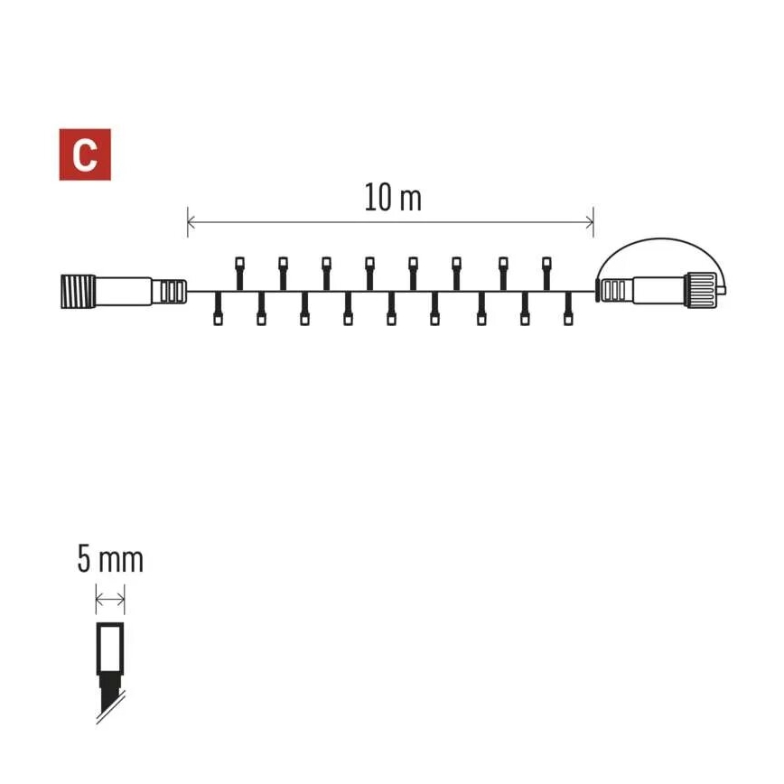 LED julkedja för utomhusbruk 100xLED/10m IP44 varm/kall vit