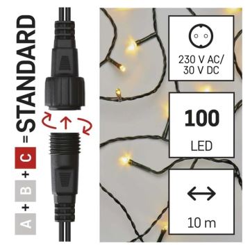 LED julkedja för utomhusbruk 100xLED/10m IP44 varm vit