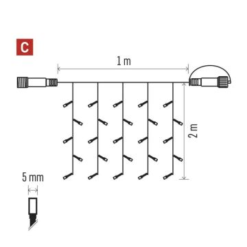 LED julkedja för utomhusbruk 100xLED/1x2m IP44 kall vit