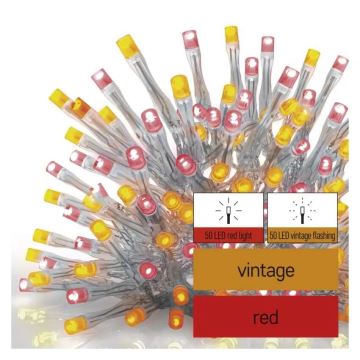 LED julkedja för utomhusbruk 100xLED/2,5x0,9m IP44 röd/vintage