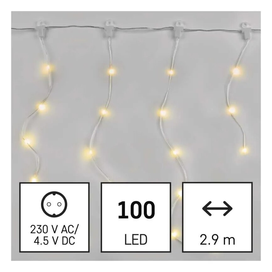 LED julkedja för utomhusbruk 100xLED/8 funktioner 7,9x0,7m IP44 varm vit