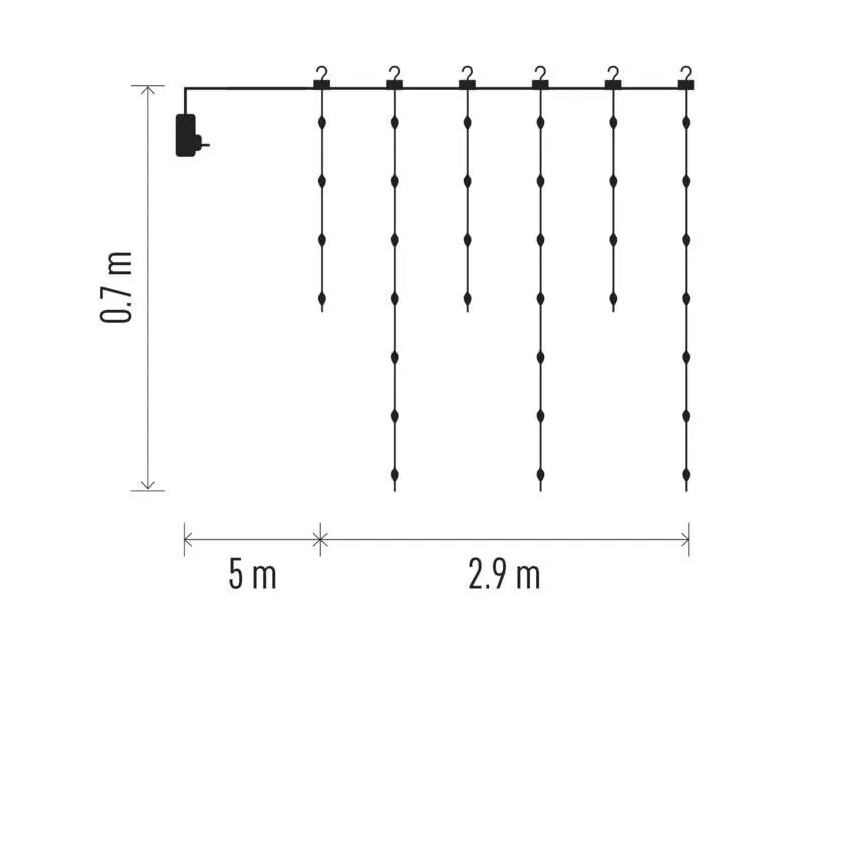 LED julkedja för utomhusbruk 100xLED/8 funktioner 7,9x0,7m IP44 varm vit