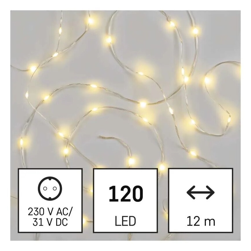 LED julkedja för utomhusbruk 120xLED/17m IP44 varm vit