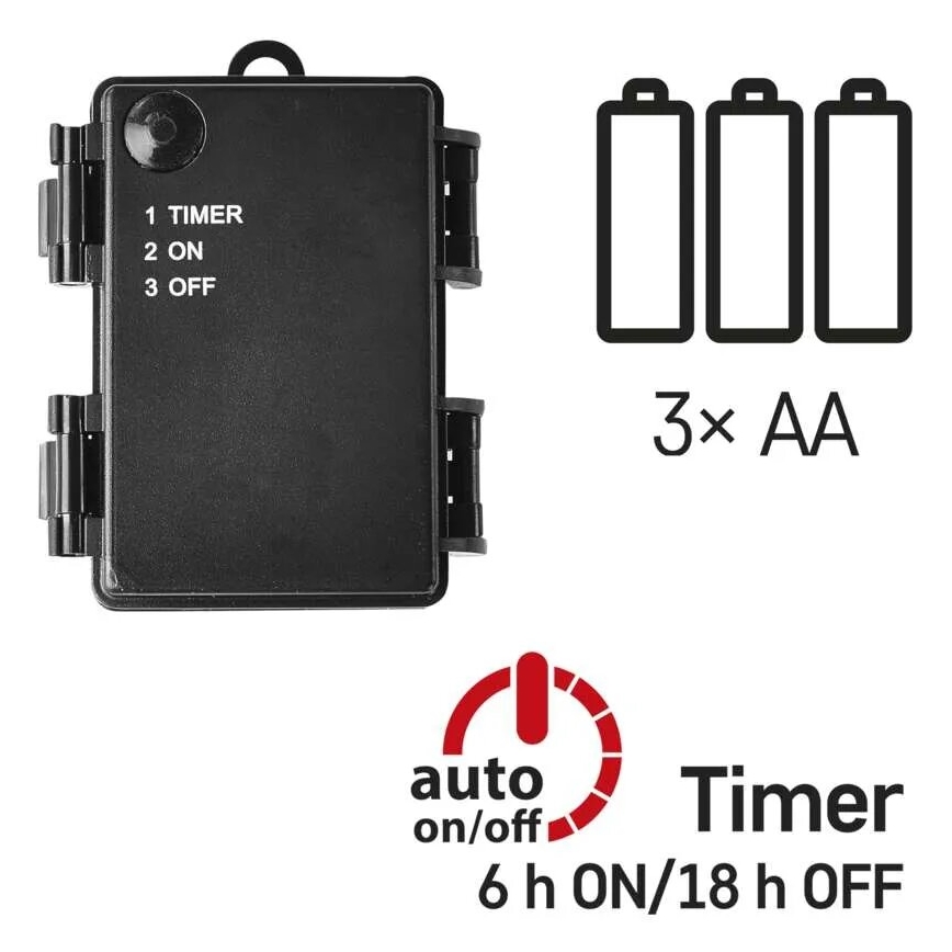 LED julkedja för utomhusbruk 120xLED/3xAA 8,9m IP44 kall vit