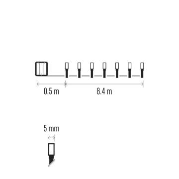 LED julkedja för utomhusbruk 120xLED/3xAA 8,9m IP44 kall vit