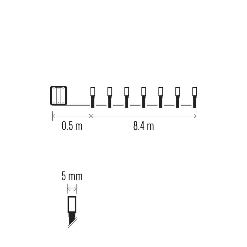 LED julkedja för utomhusbruk 120xLED/3xAA 8,9m IP44 kall vit