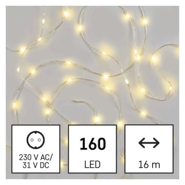 LED julkedja för utomhusbruk 160xLED/21m IP44 varm vit