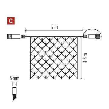 LED julkedja för utomhusbruk 160xLED/2x1,5m IP44 kall vit