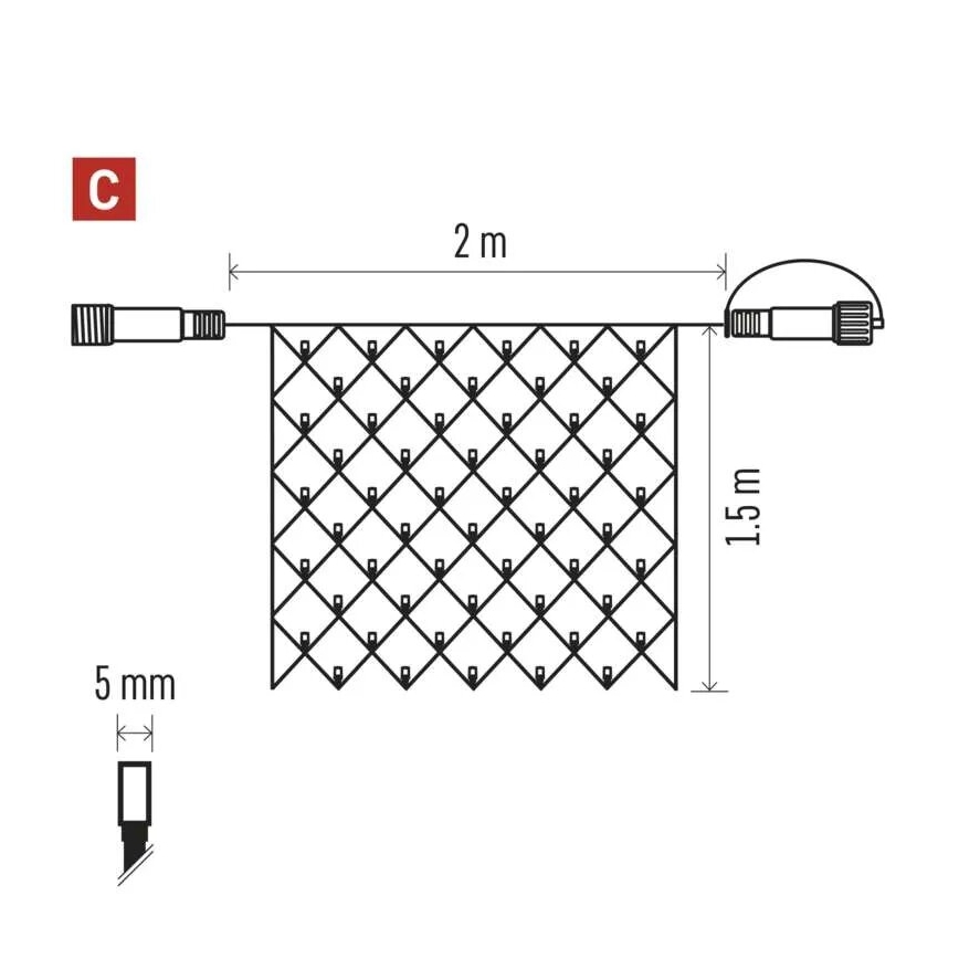 LED julkedja för utomhusbruk 160xLED/2x1,5m IP44 kall vit