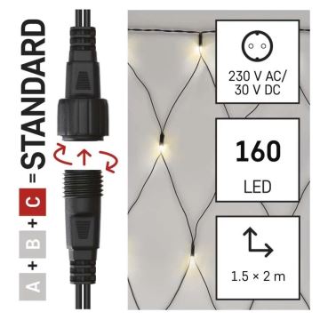 LED julkedja för utomhusbruk 160xLED/2x1,5m IP44 varm vit