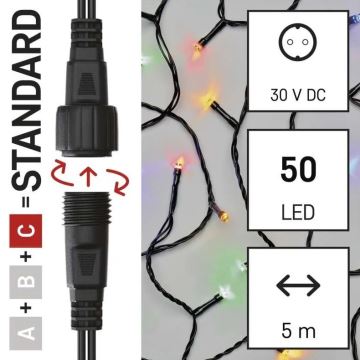 LED julkedja för utomhusbruk 50xLED/5m IP44 Flerfärgad