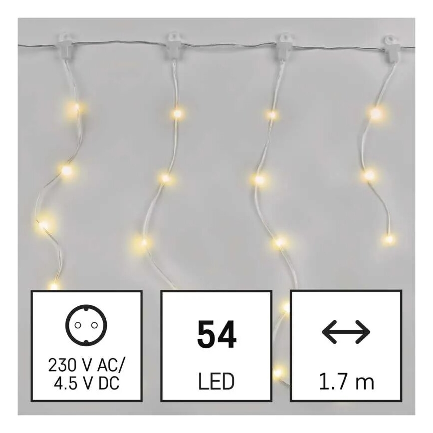 LED julkedja för utomhusbruk 54xLED/8 funktioner 6,7x0,7m IP44 varm vit