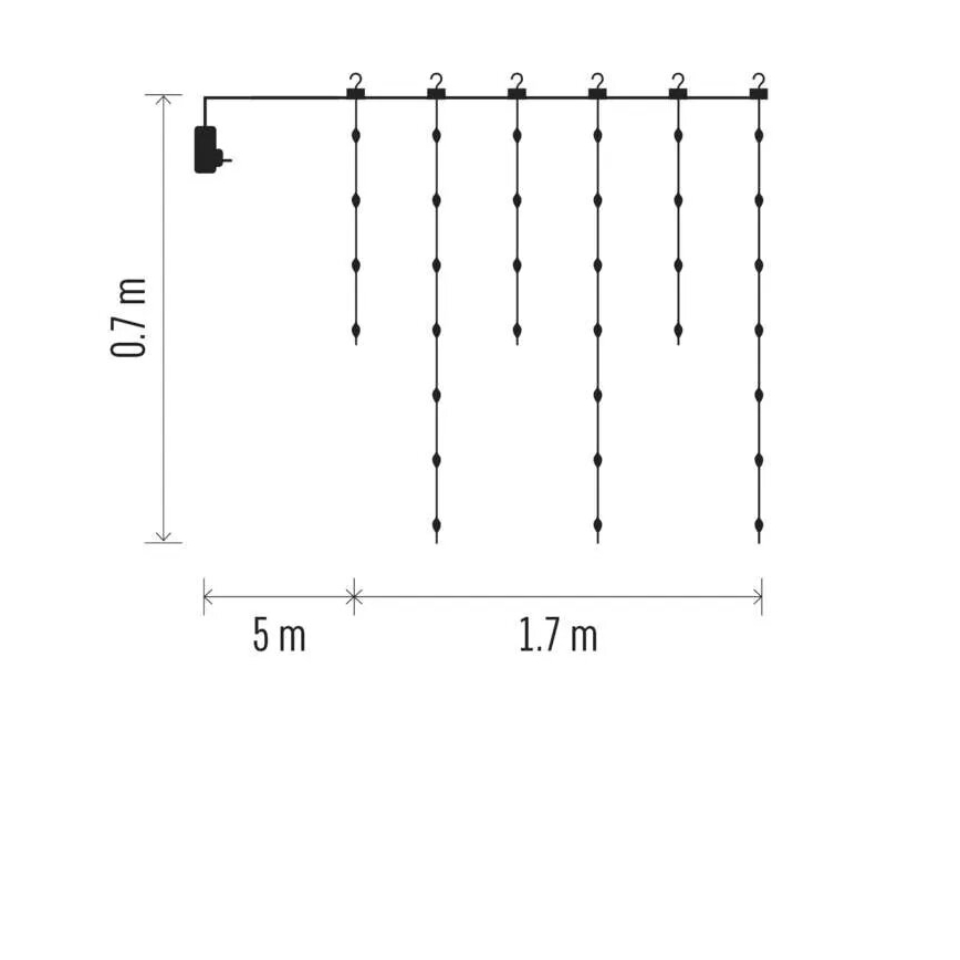 LED julkedja för utomhusbruk 54xLED/8 funktioner 6,7x0,7m IP44 varm vit