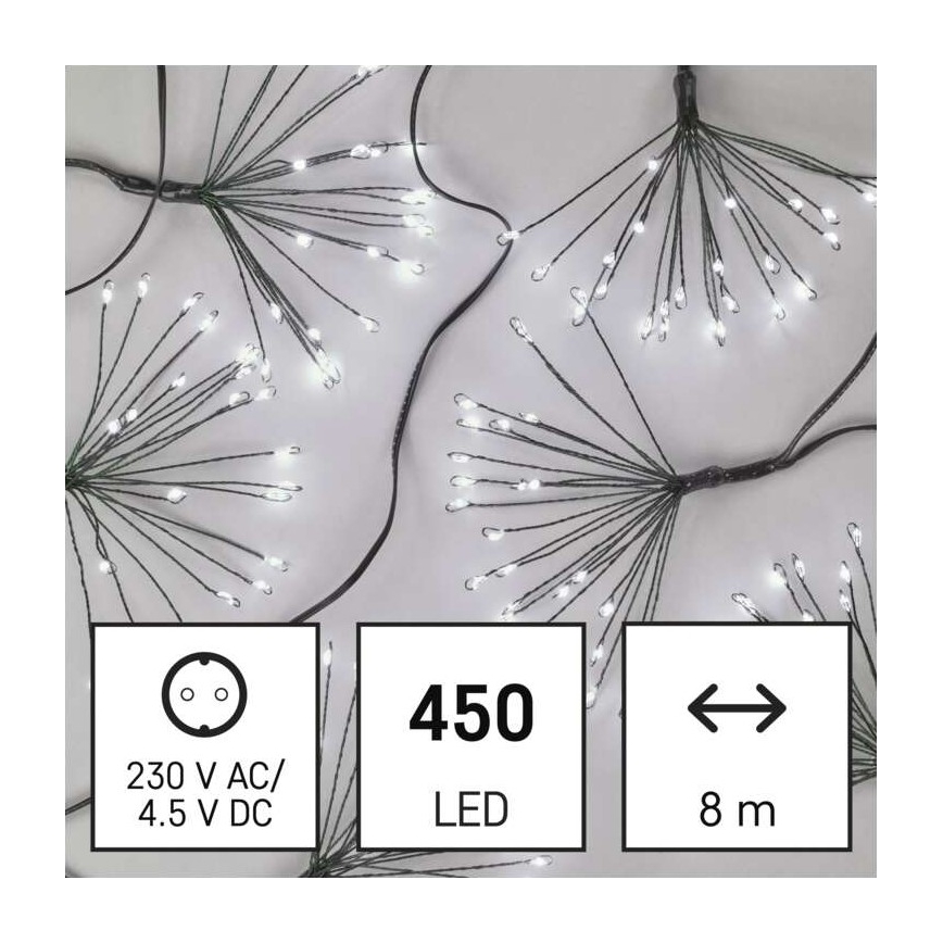 LED julkedja  450xLED/11m kall vit 