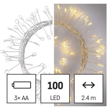 LED Julslinga 100xLED/3xAA 2,7m varm vit