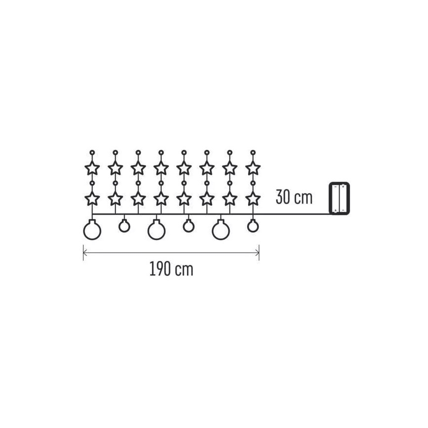 LED Julslinga 20xLED/2xAA 2,2 m varm vit