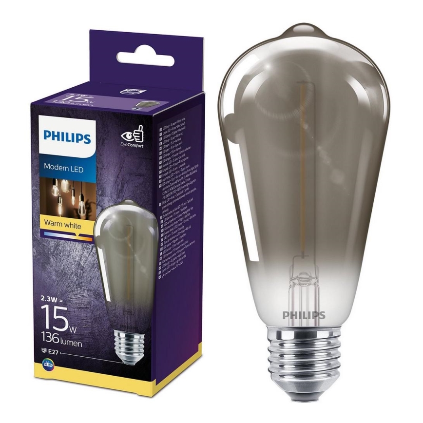 LED-lampa SMOKY VINTAGE Philips ST64 E27/2.3W/230V 2,700K