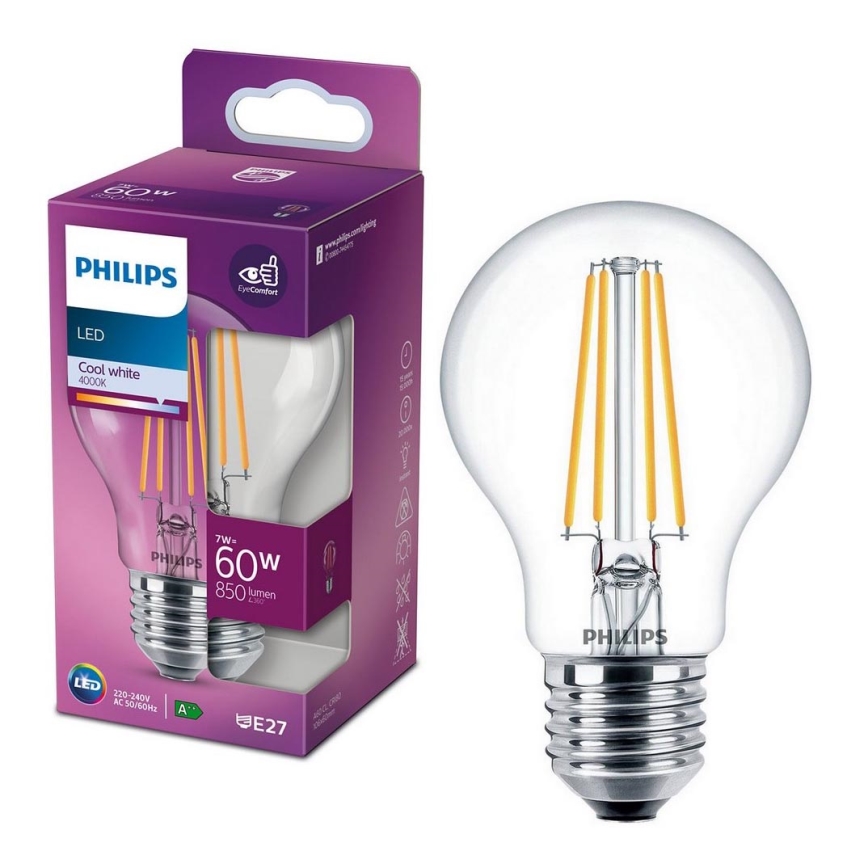 LED-lampa VINTAGE Philips A60 E27/7W/230V 4000K