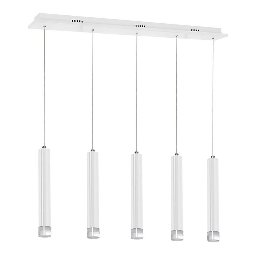 LED Ljuskrona med snöre ALBA 5xLED/25W/230V vit