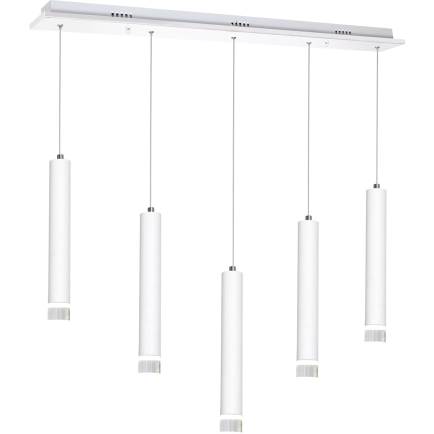 LED Ljuskrona med snöre ALBA 5xLED/25W/230V vit