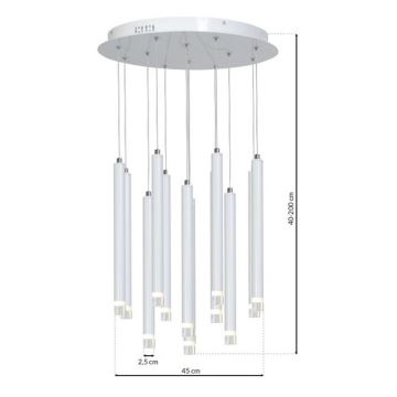 LED ljuskrona med textilsladd ALBA 12xLED/1W/230V vit