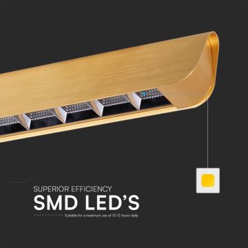 LED ljuskrona med textilsladd LED/36W/230V 3000/4000/6400K guld