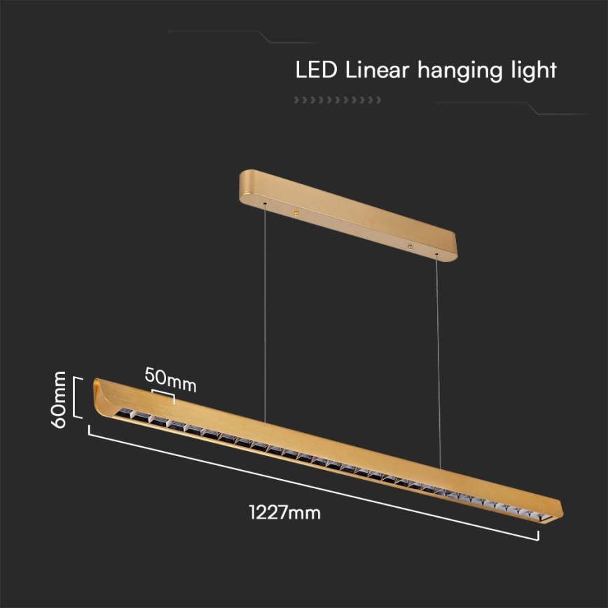 LED ljuskrona med textilsladd LED/36W/230V 3000/4000/6400K guld