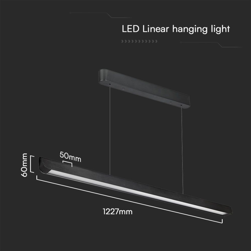 LED ljuskrona med textilsladd LED/36W/230V 3000/4000/6400K svart