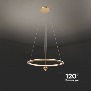 LED ljuskrona med textilsladd LED/45W/230V 3000K diameter 62 cm guld