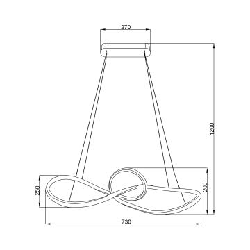 LED ljuskrona med textilsladd MARCO LED/42W/230V skinande krom