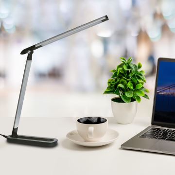 LED ljusreglerad bordslampa touch MADERA LED/7W/230V USB svart