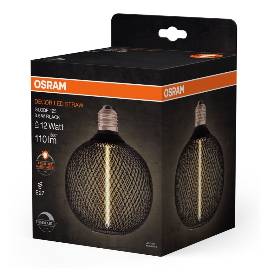 LED Ljusreglerad glödlampa DECOR  FILAMENT G125 E27/3,5W/230V 1800K svart - Osram