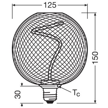 LED Ljusreglerad glödlampa DECOR FILAMENT G125 E27/3,5W/230V 1800K svart - Osram