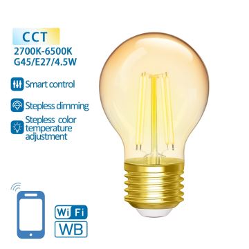 LED Ljusreglerad glödlampa FILAMENT G45 E27/4,5W/230V 2700-6500K Wi-Fi - Aigostar