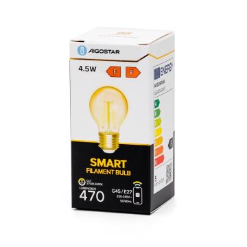 LED Ljusreglerad glödlampa FILAMENT G45 E27/4,5W/230V 2700-6500K Wi-Fi - Aigostar