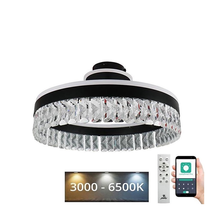 LED Ljusreglerad kristall fäst ljuskrona LED/75W/230V 3000-6500K svart + fjärrkontroll