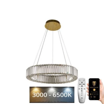 LED Ljusreglerad kristall ljuskrona på snöre LED/40W/230V 3000-6500K krom/guld + fjärrkontroll