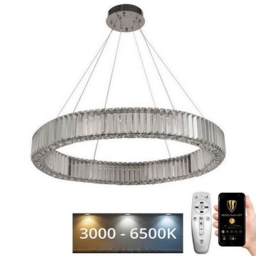 LED Ljusreglerad kristall ljuskrona på snöre LED/50W/230V 3000-6500K krom + fjärrkontroll