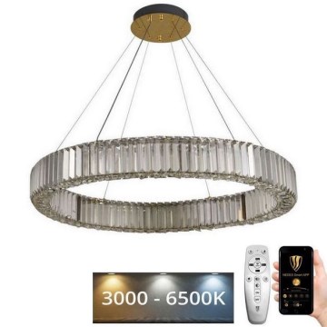 LED Ljusreglerad kristall ljuskrona på snöre LED/50W/230V 3000-6500K krom/guld + fjärrkontroll