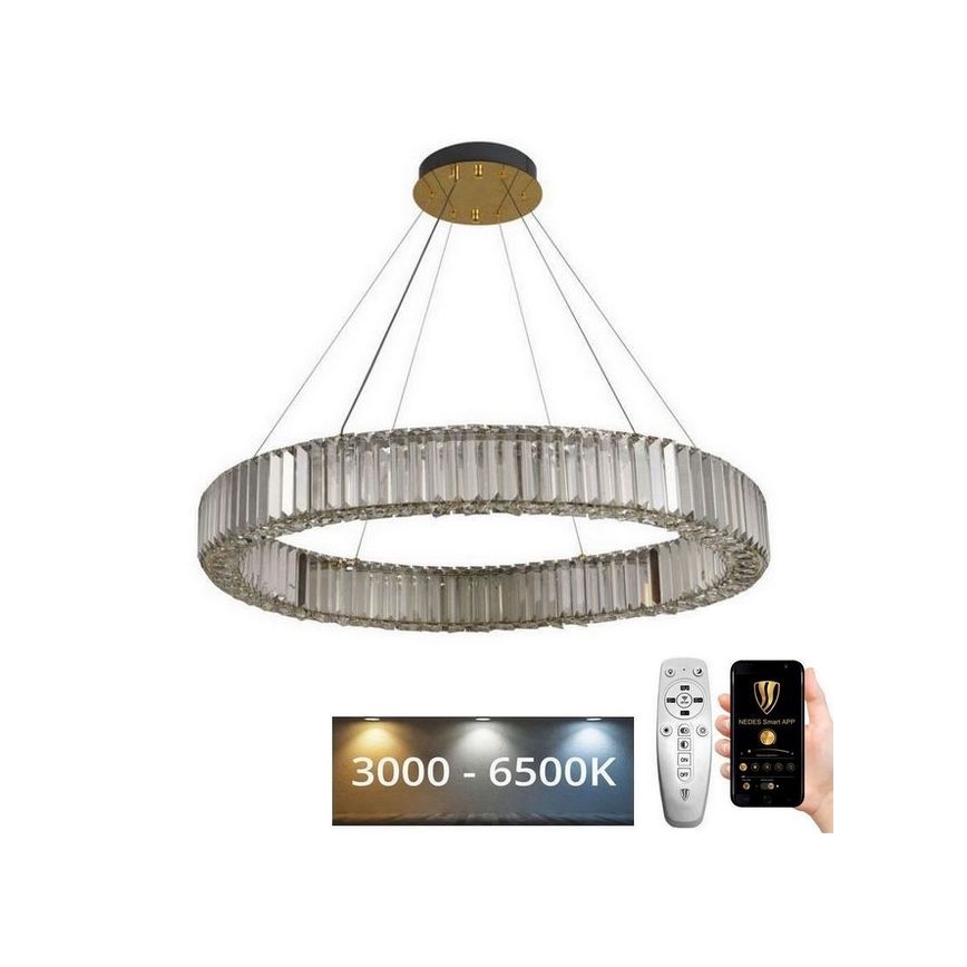 LED Ljusreglerad kristall ljuskrona på snöre LED/50W/230V 3000-6500K krom/guld + fjärrkontroll