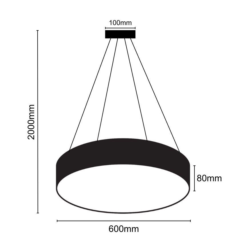 LED ljusreglerad ljuskrona på textilsladd LED/50W/230V 3000-6500K svart + fjärrkontroll