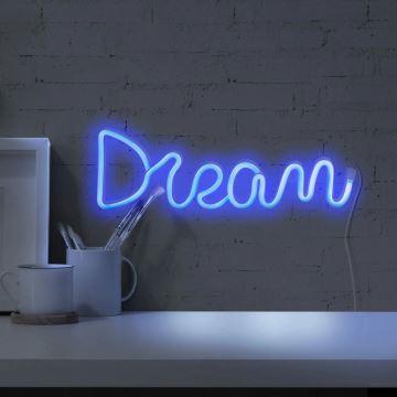 LED Neon väggdekoration DREAM LED/3W/3xAA blå