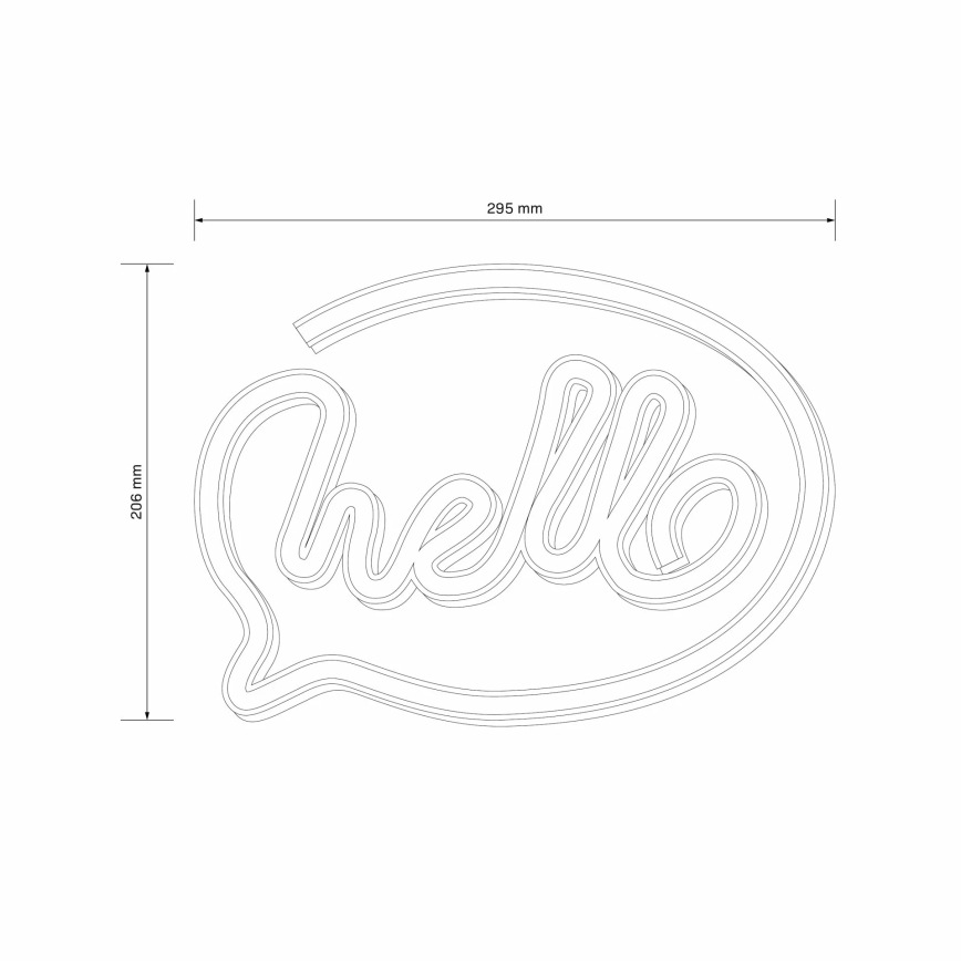 LED Neon väggdekoration HELLO LED/3W/3xAA USB rosa