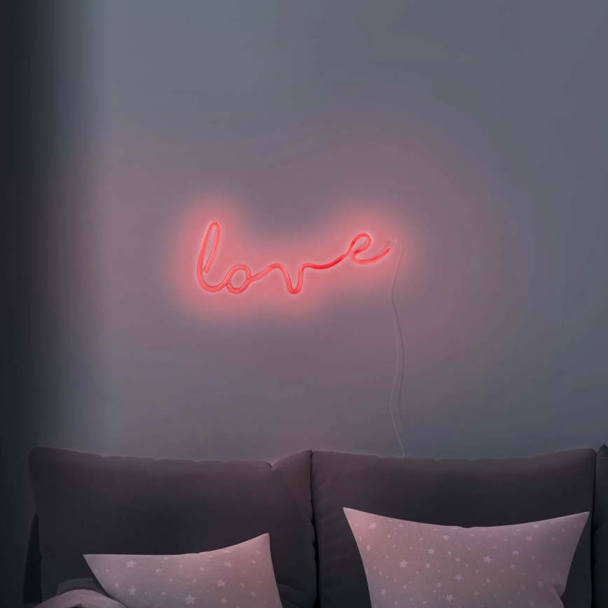 LED Neon väggdekoration LOVE LED/3W/3xAA röd