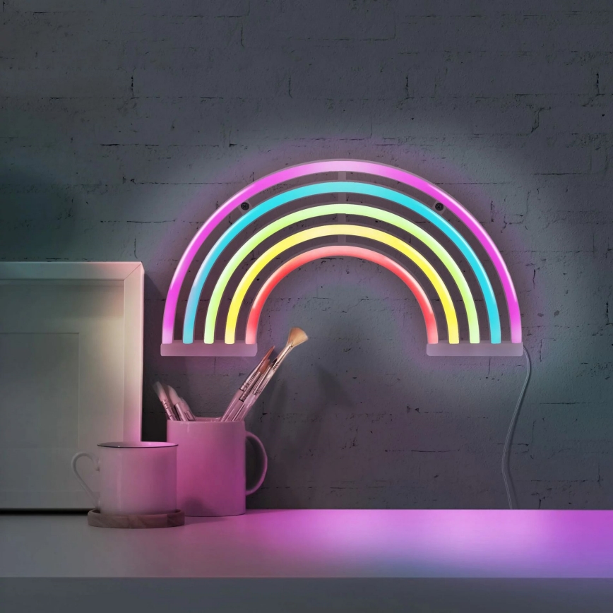 LED Neon väggdekoration RAINBOW LED/3W/3xAA Flerfärgad