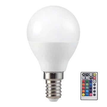 LED RGB dimbar glödlampa P45 E14/4,8W/230V 3000K + fjärrkontroll