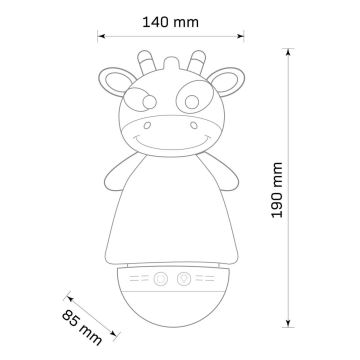 LED RGB Nattlampa för barn med en melody 3xAAA/5V giraff