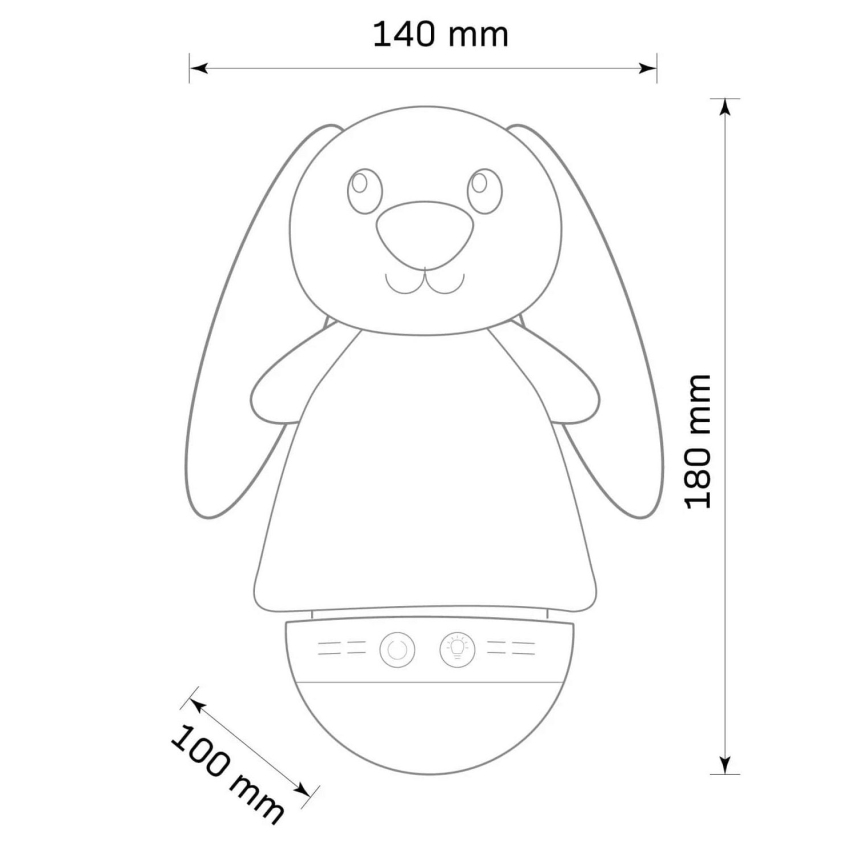 LED RGB Nattlampa för barn med en melody 3xAAA/5V kanin