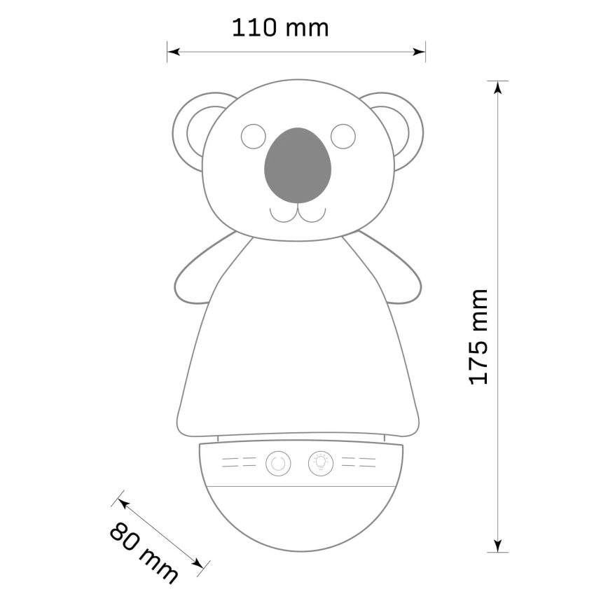 LED RGB Nattlampa för barn med en melody 3xAAA/5V koala